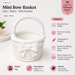 Mini Bow Basket – Small Decorative Storage Basket