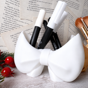 Bow Pen & Brush Holder – Puffy Bow Desk Organizer