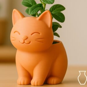 3D Printed Cat Face Succulent Planter | Cute Kitty Desk Pot