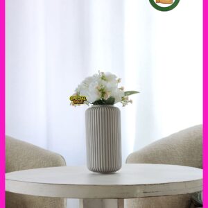 3D Printed Fluted Vase | Modern Ribbed Cylinder Flower Vase
