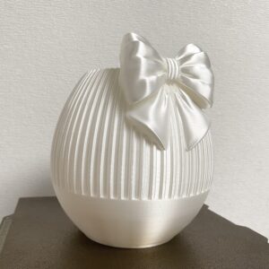 Romantic Bow Vase | Cream Ribbed Floral Vase Premium Gift