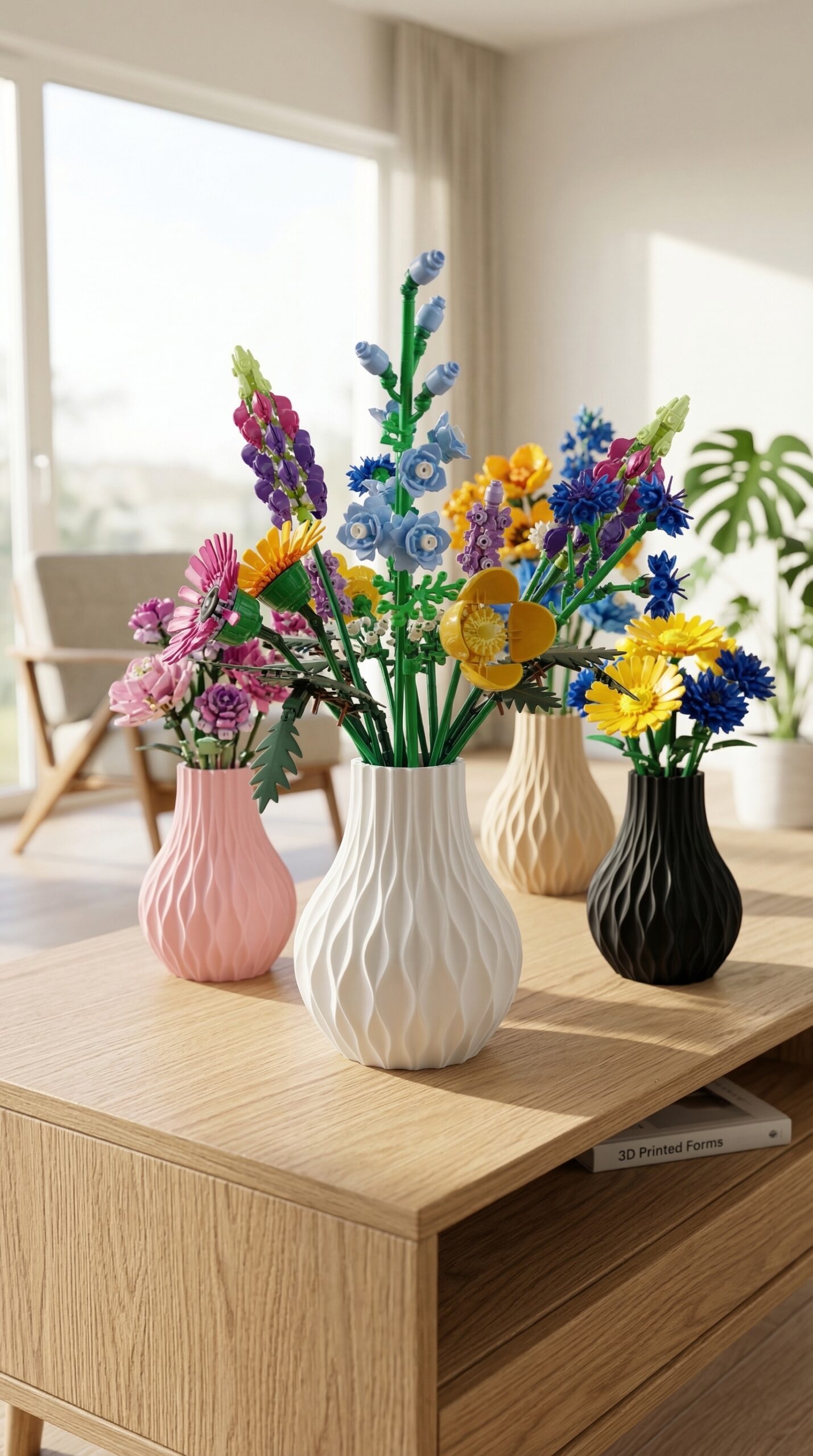 3D Printed Brick Ripple Flower Vase | Wave Textured Home Decor - Image 6