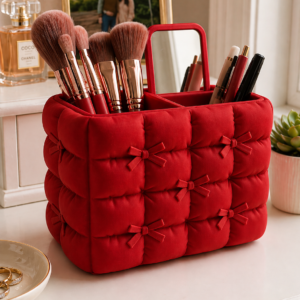 Quilted Bow Brush Caddy