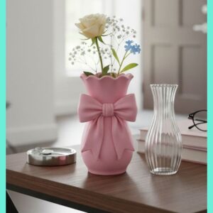 Bow Vase – Coquette Pink Flower Bud Vase Decor
