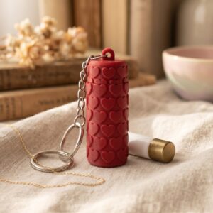 Heart Pattern Lip Balm Keychain