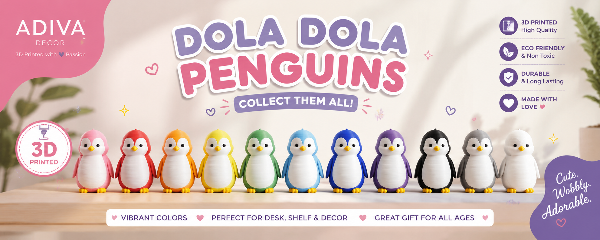 Dola Dola Penguins - cute collectible 3D printed penguin figures