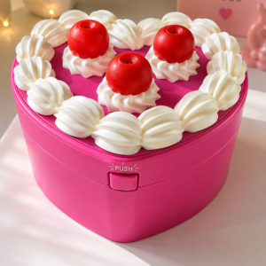 Heart Cake Trinket Box - push-lock spring lid keepsake box