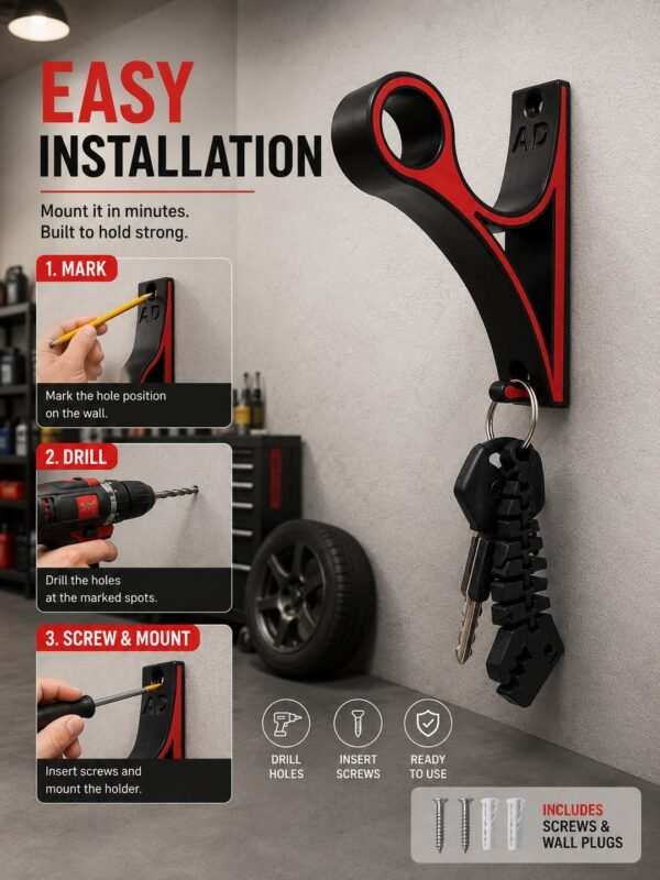 Wall-Mounted Helmet Holder | 3D Printed Helmet & Glove Hook - image 5