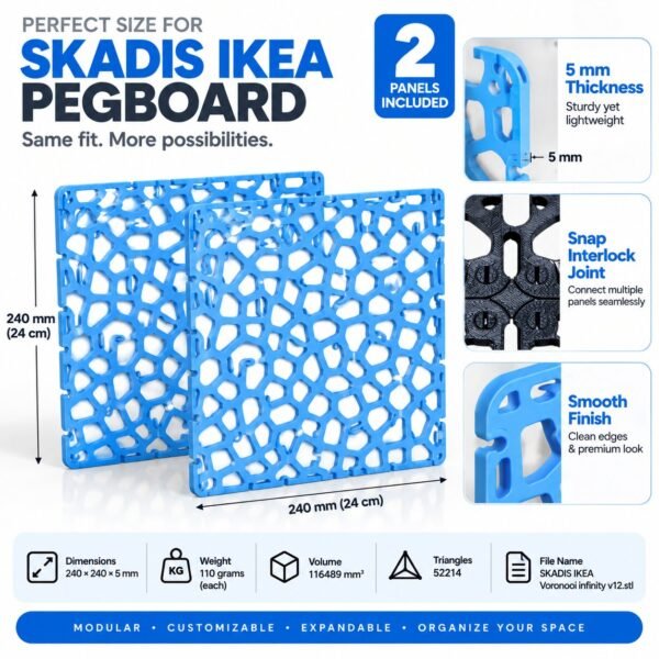SKADIS-Compatible Modular Pegboard Panels – Pack of 2 - image 3