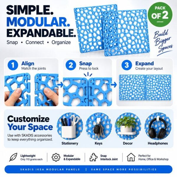 SKADIS-Compatible Modular Pegboard Panels – Pack of 2 - image 5