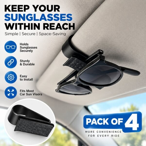 Car Visor Sunglasses Clip – Pack of 4 - image 2