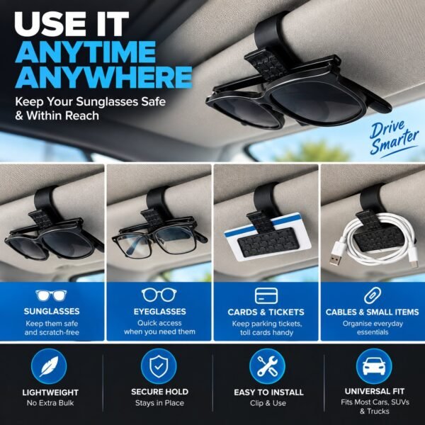 Car Visor Sunglasses Clip – Pack of 4 - image 6